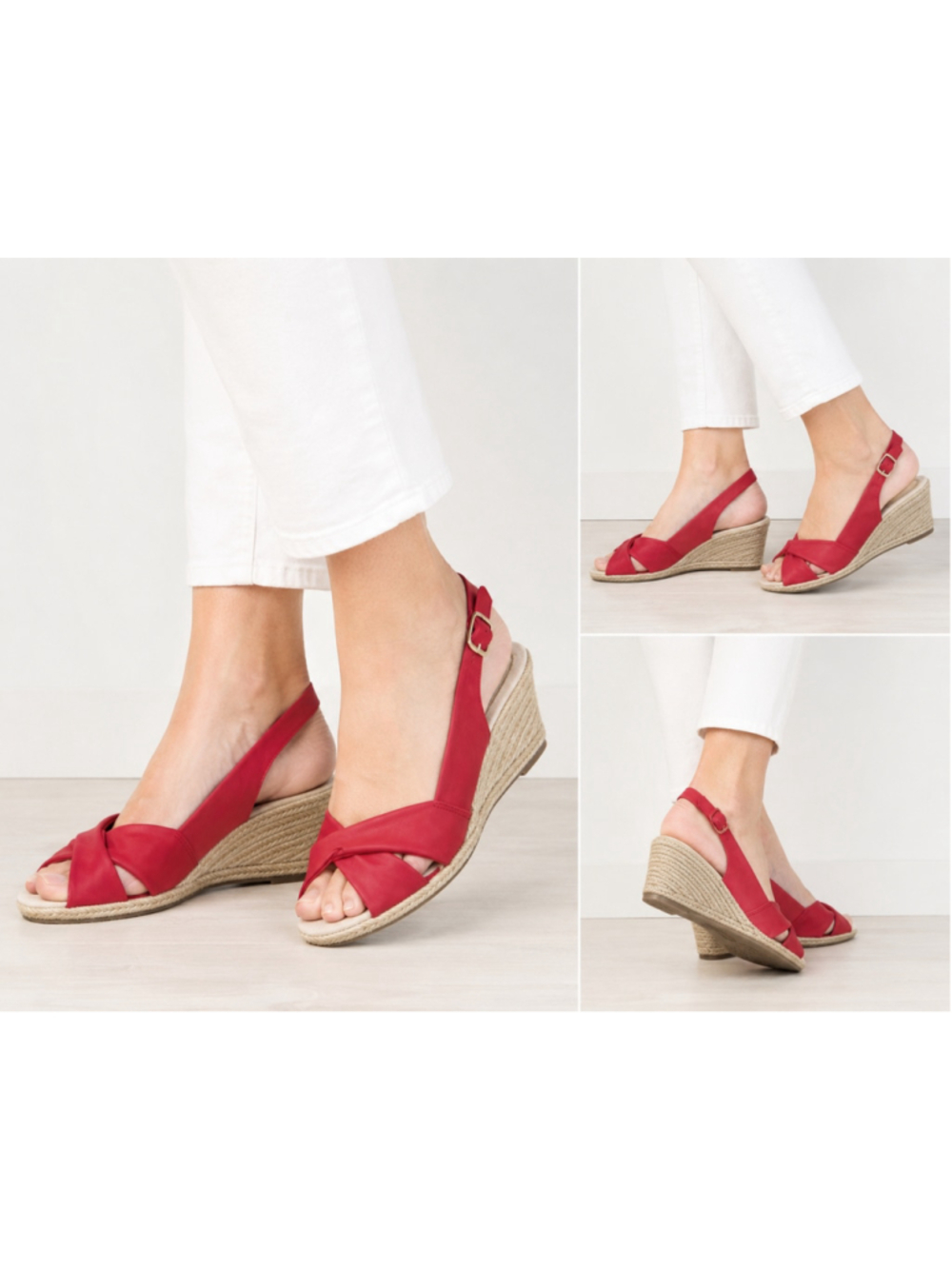 Easy Street Maureen Red Espadrille Wedge Sandals Women’s 10N Narrow NWOB - Picture 4 of 10